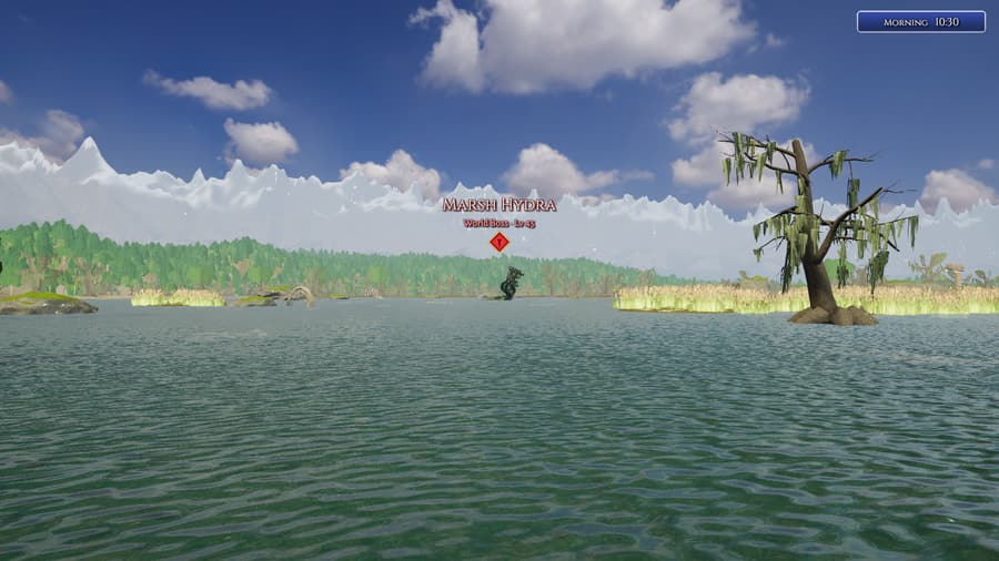 The Marsh Hydra marker over the water of its lair